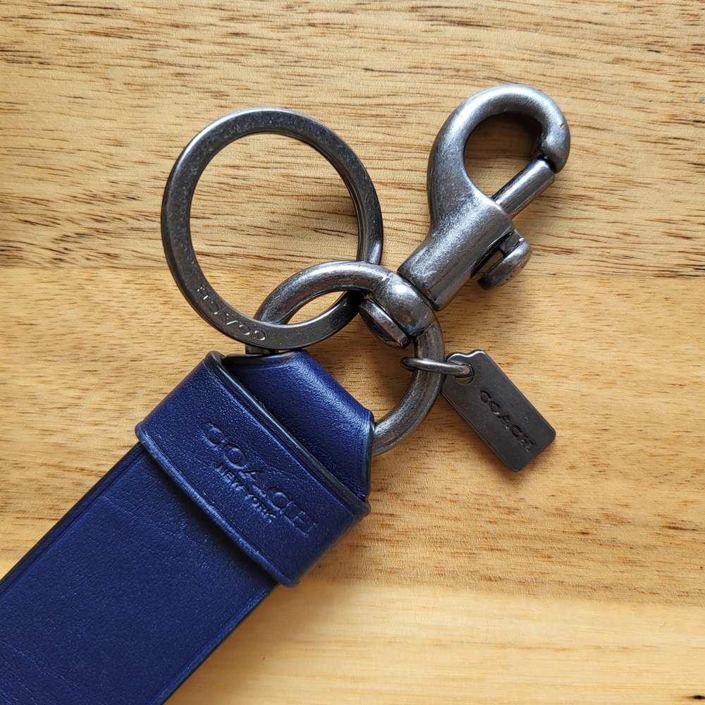 Coach Navy Leather Keychain